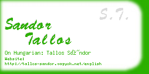 sandor tallos business card